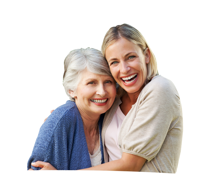 caregiver and elder laughing
